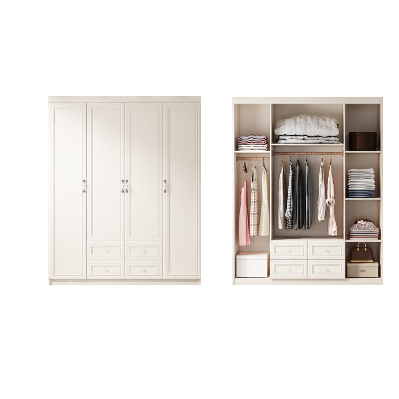 Contemporary Style Wardrobe Armoire Wood Armoire with Clothes Rail and Door for Bedroom