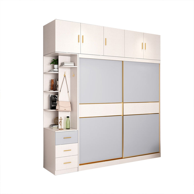 Coastal Style Wooden Wardrobe Cabinet Bedroom Sliding Doors Armoire