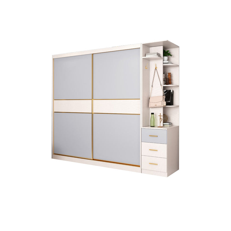 Coastal Style Wooden Wardrobe Cabinet Bedroom Sliding Doors Armoire