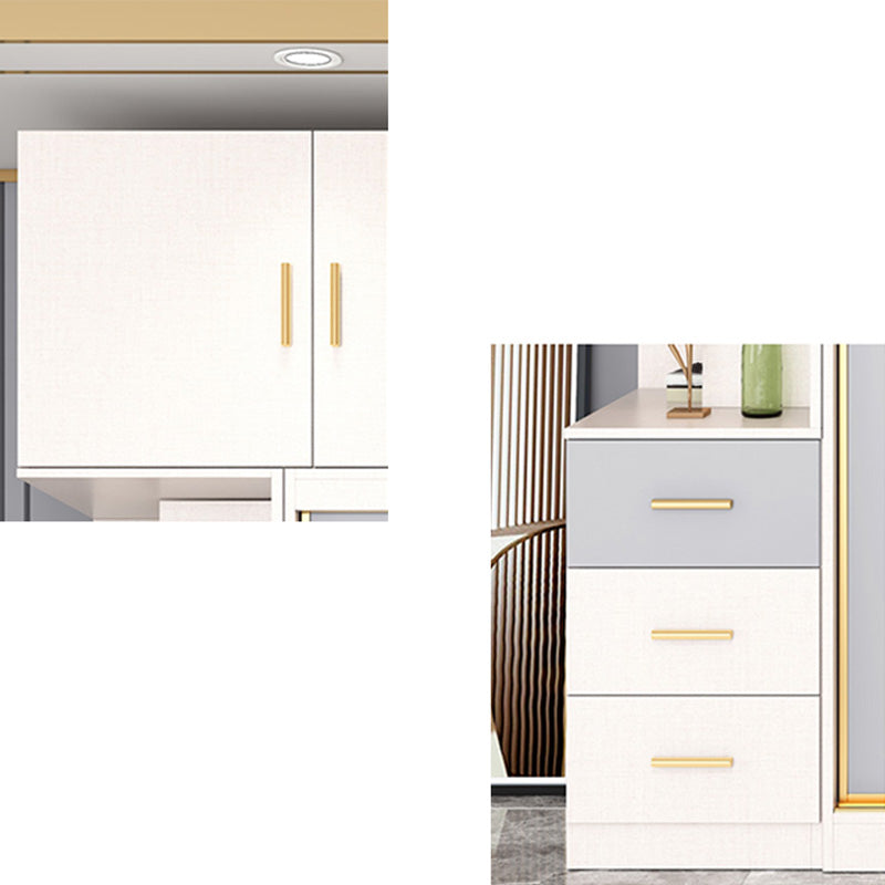 Coastal Style Wooden Wardrobe Cabinet Bedroom Sliding Doors Armoire