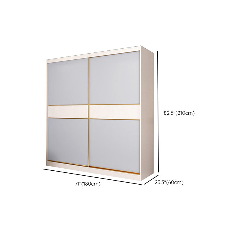 Coastal Style Wooden Wardrobe Cabinet Bedroom Sliding Doors Armoire