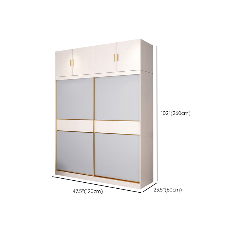 Coastal Style Wooden Wardrobe Cabinet Bedroom Sliding Doors Armoire