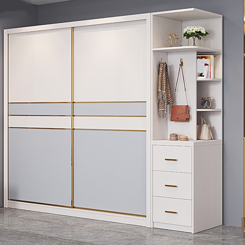 Bedroom Storage Cabinet Coastal Wooden Rectangle Wardrobe Armoire