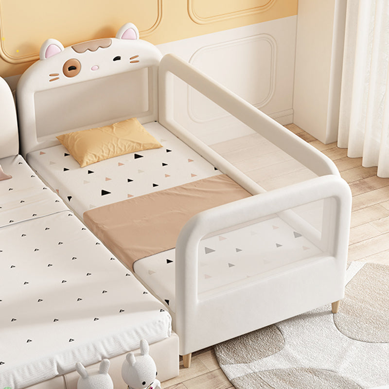 Solid Wood Twin Size Kids Bed Modern White Cat Bed Frame with Mattress