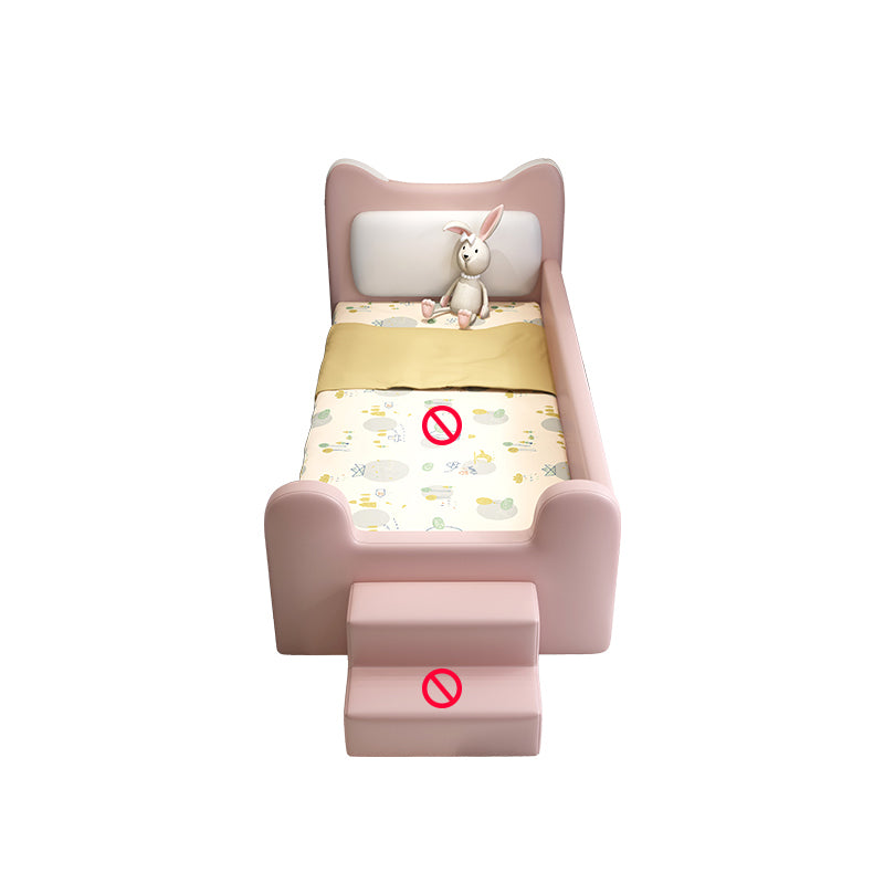 Genuine Leather Upholstered Kids Bed in Pink Modern Twin Bed with Mattress