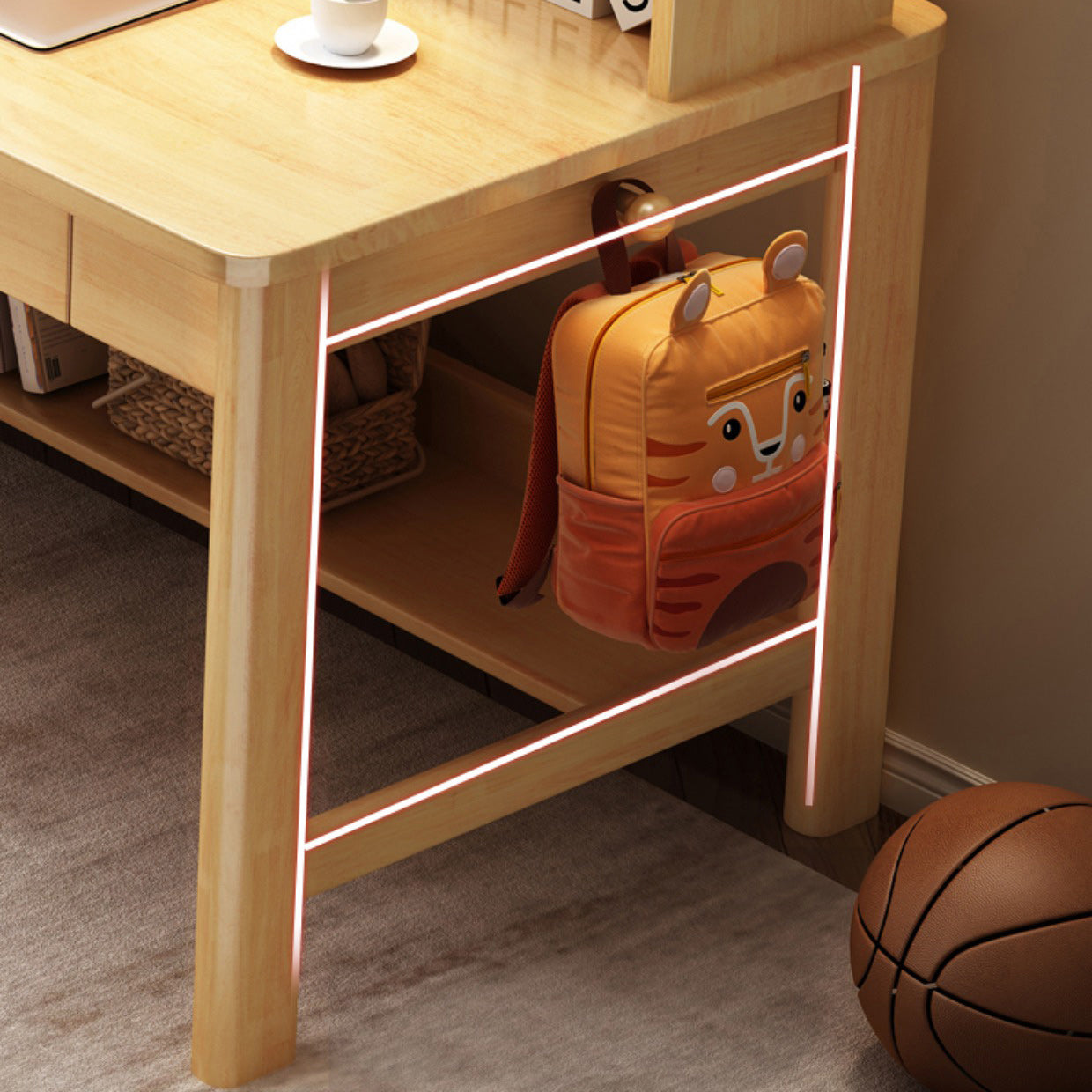 Wooden Desk Kids Desk 23.6" W Bedroom Writing Corner Kids Desk and Chair
