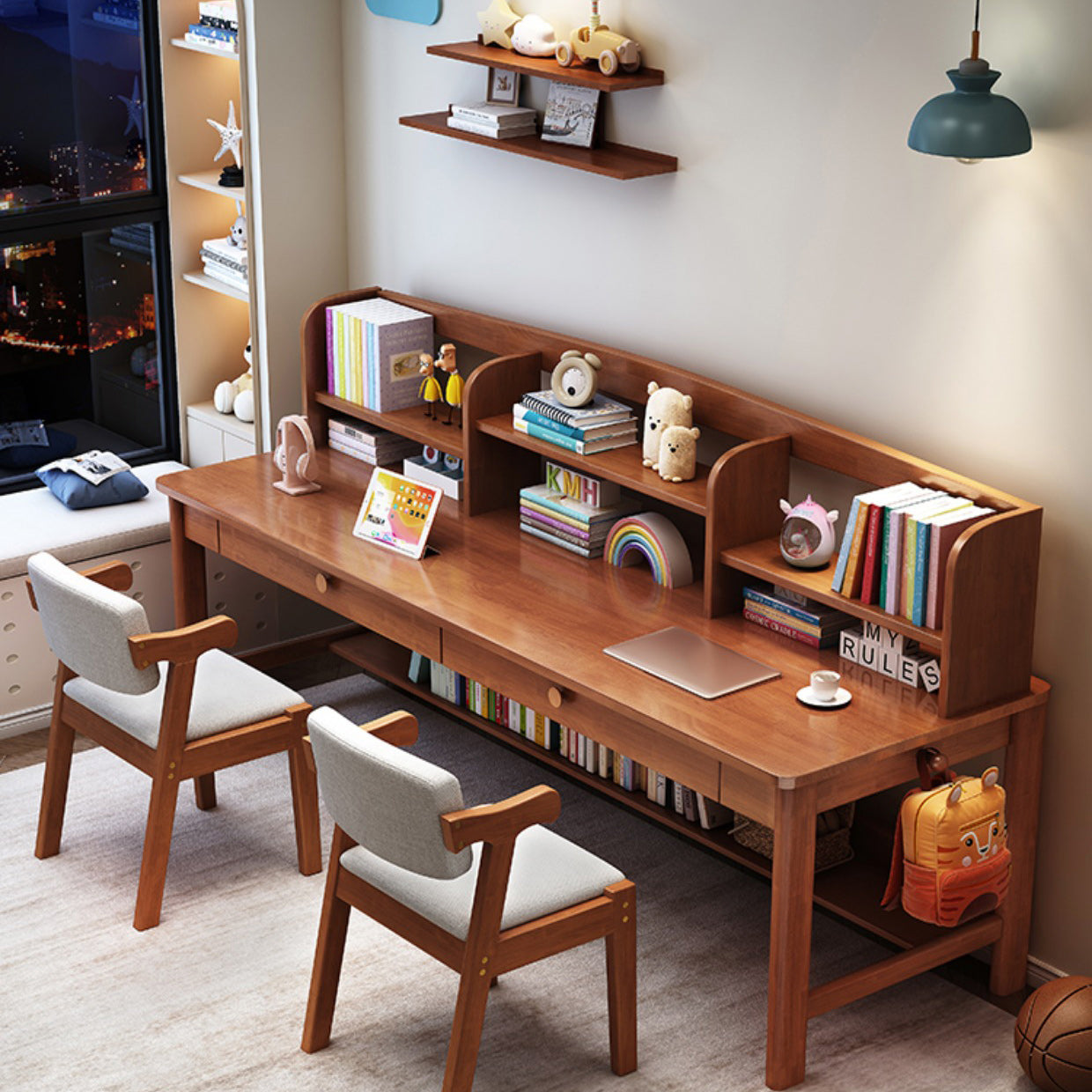 Wooden Desk Kids Desk 23.6" W Bedroom Writing Corner Kids Desk and Chair