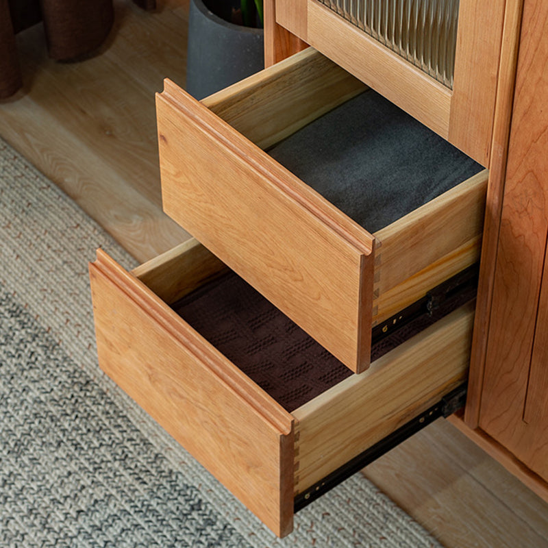 Wooden Kid's Wardrobe in Brown High Gloss Coat Locker with Garment Rod