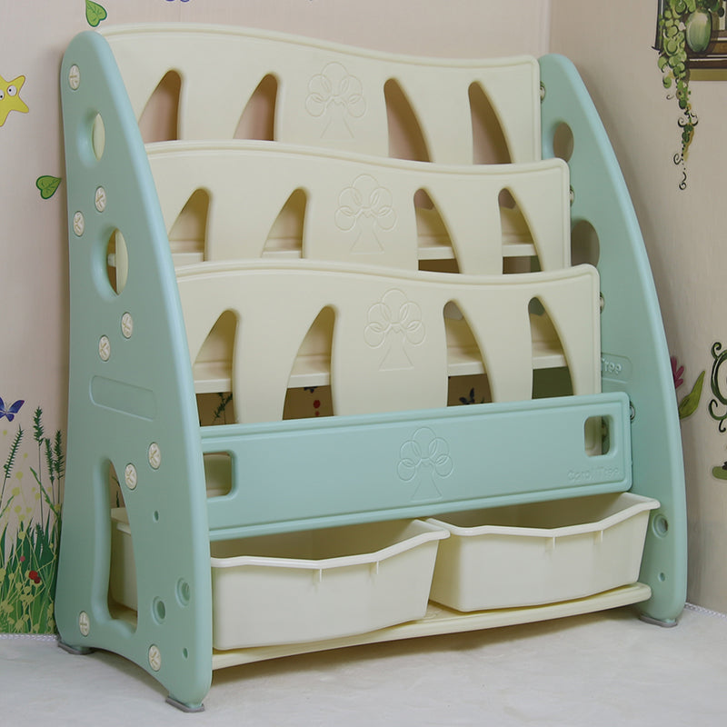 Contemporary Plastic Bookshelf Freestanding Open Back Storage Bookcase