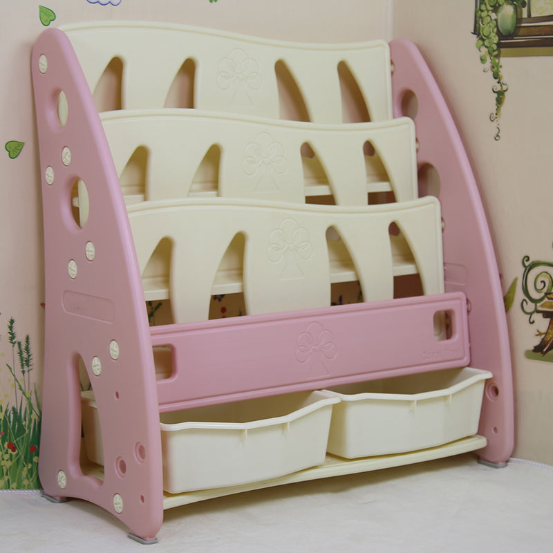 Contemporary Plastic Bookshelf Freestanding Open Back Storage Bookcase