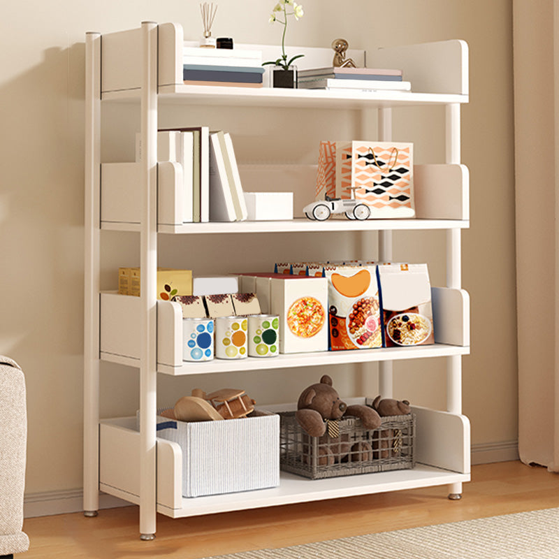 Freestanding Iron Frame Book Organizer White and Light Wood Bookcase