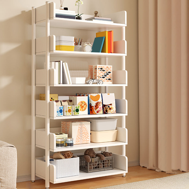Freestanding Iron Frame Book Organizer White and Light Wood Bookcase