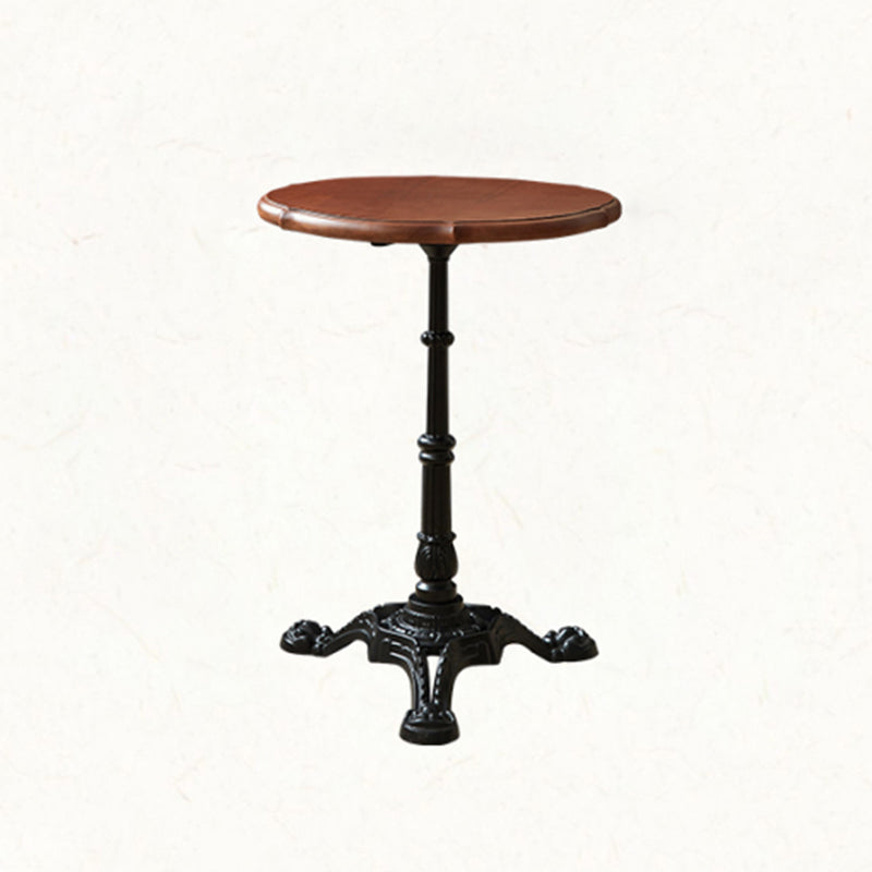 Indoor Iron Pedestal Dining Table Round Solid Wood Dining Table