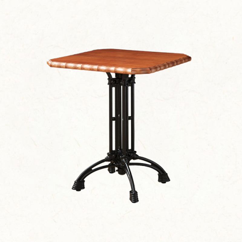 Indoor Iron Pedestal Dining Table Round Solid Wood Dining Table