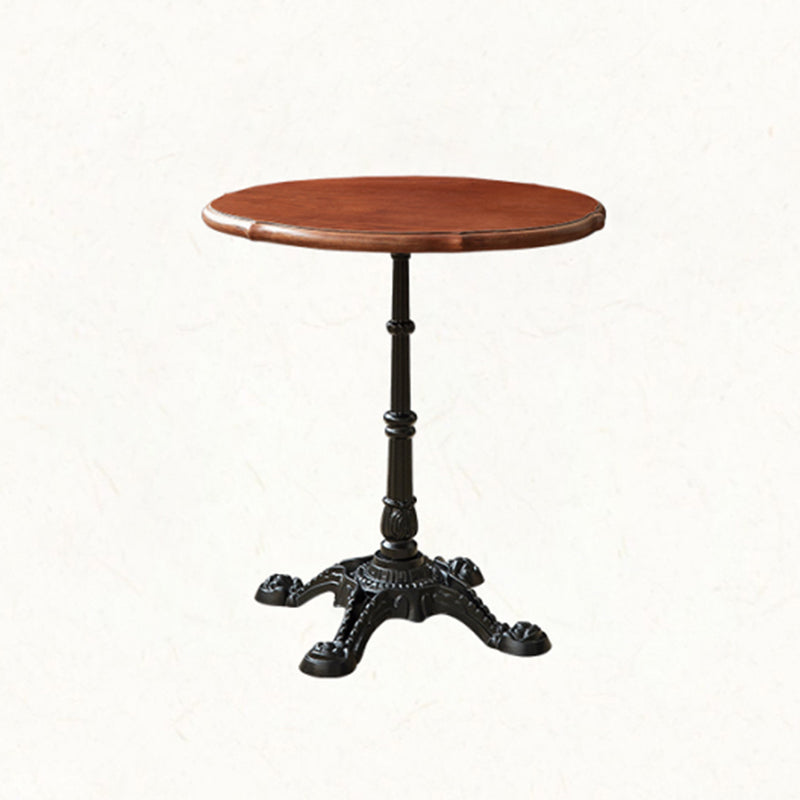 Indoor Iron Pedestal Dining Table Round Solid Wood Dining Table