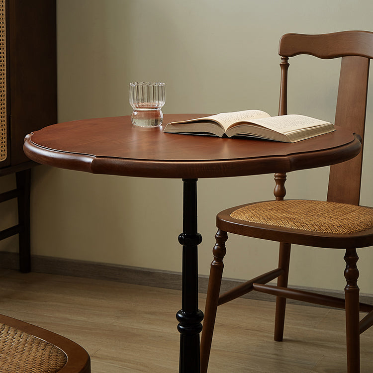 Indoor Iron Pedestal Dining Table Round Solid Wood Dining Table
