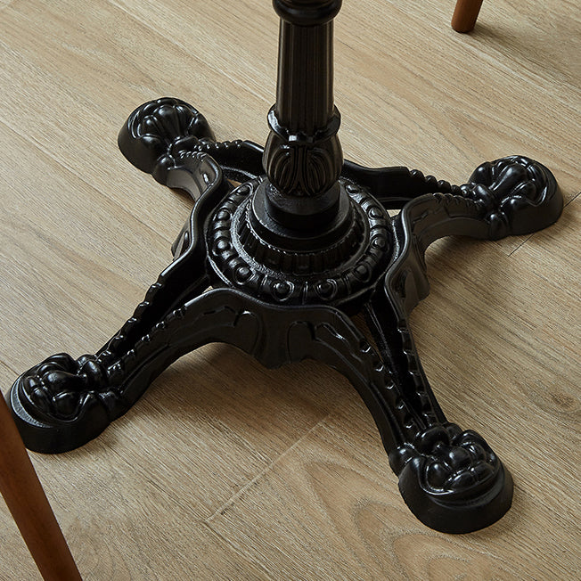 Indoor Iron Pedestal Dining Table Round Solid Wood Dining Table