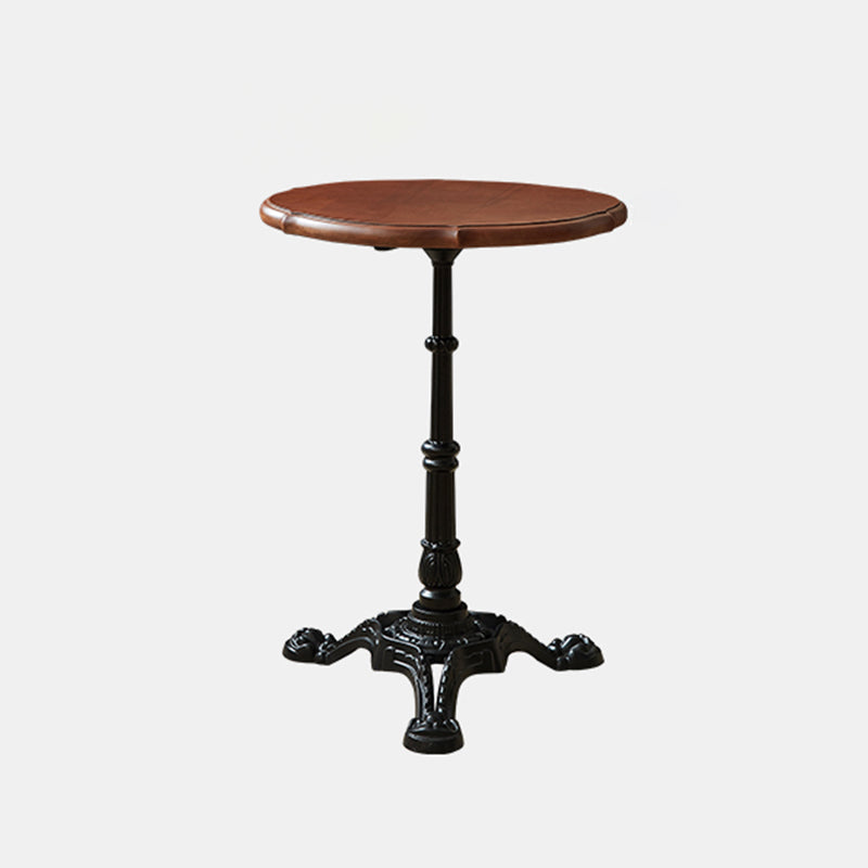 Round Solid Wood Dining Table Indoor Iron Pedestal Dining Table