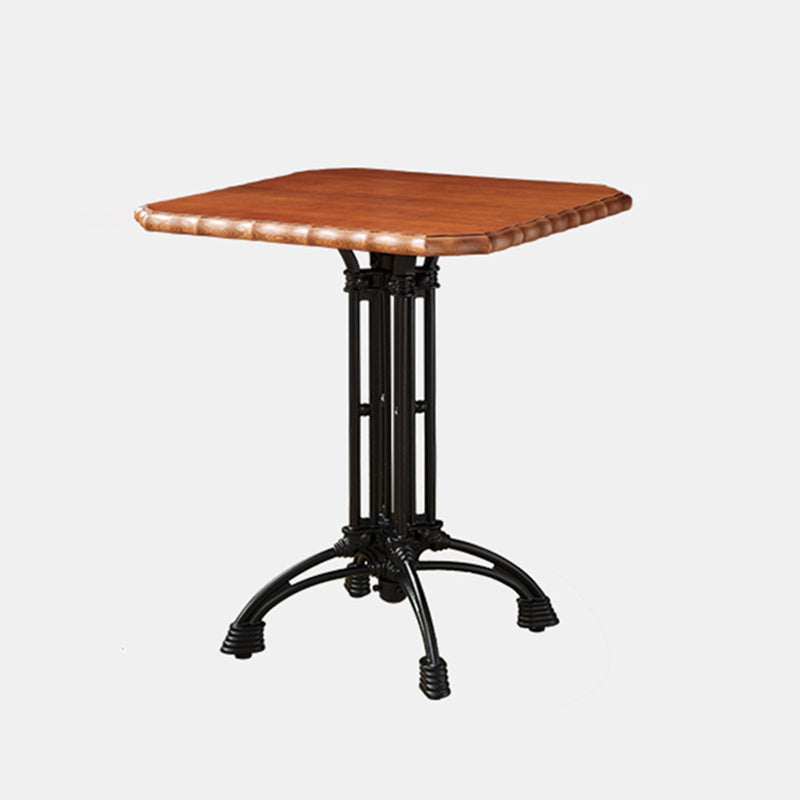 Round Solid Wood Dining Table Indoor Iron Pedestal Dining Table