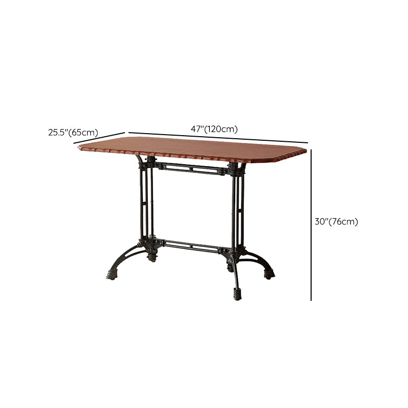 Round Solid Wood Dining Table Indoor Iron Pedestal Dining Table