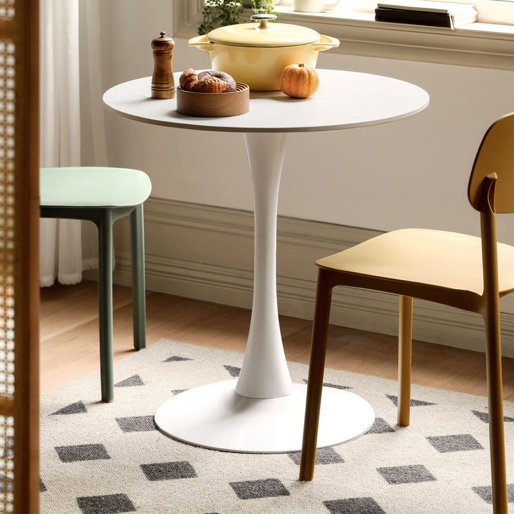 White Round Dining Table Stone Top Dining Table with Tulip Base