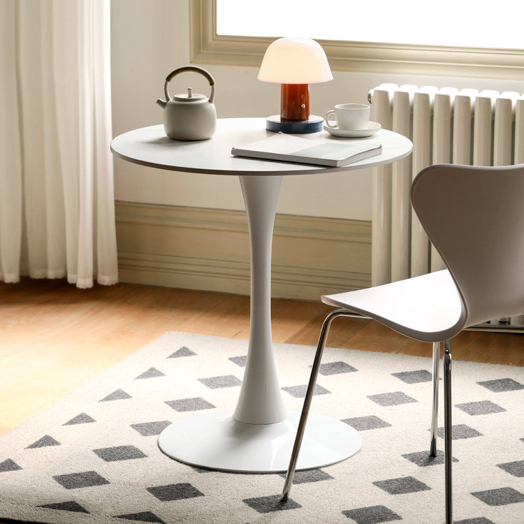 White Round Dining Table Stone Top Dining Table with Tulip Base