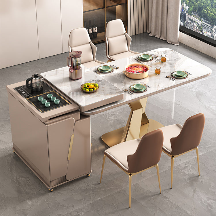 Traditional Luxury Dining Table Stone Rectangle Fixed Table for Home