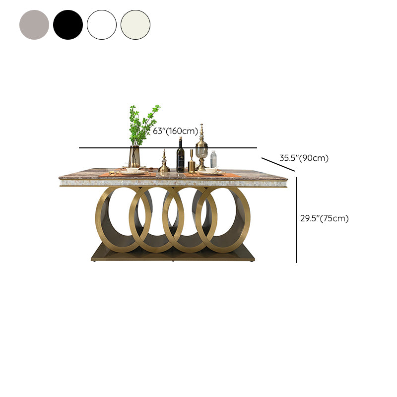 Traditional Luxury Dining Table Marble Rectangle Fixed Table for Home