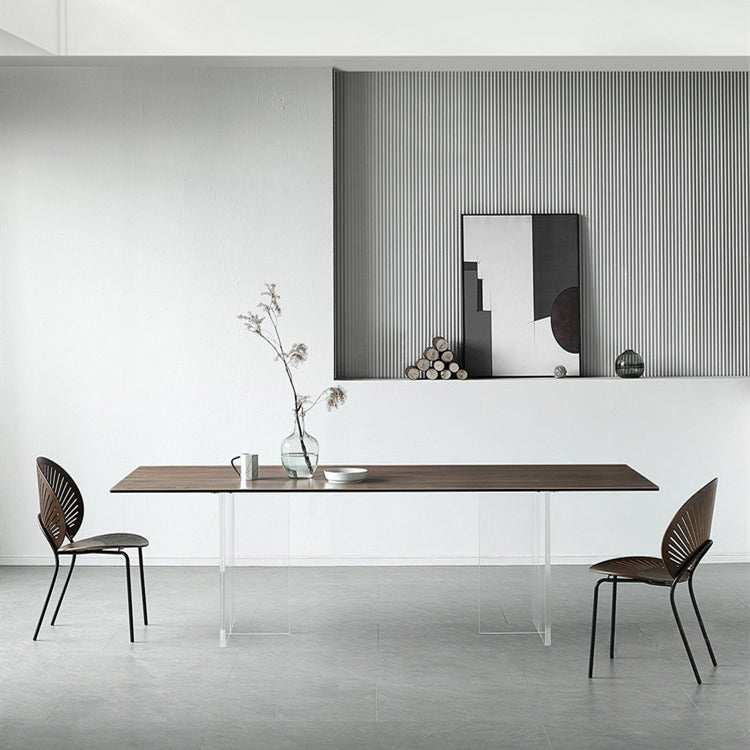 Rectangle Dining Table Acrylic Base Table for Kitchen Dining Room