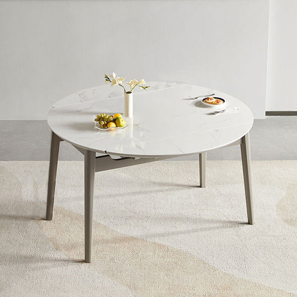 Stone Dining Table Round 4 Legs Dining Site Table, 51.18"x51.18"x29.9"