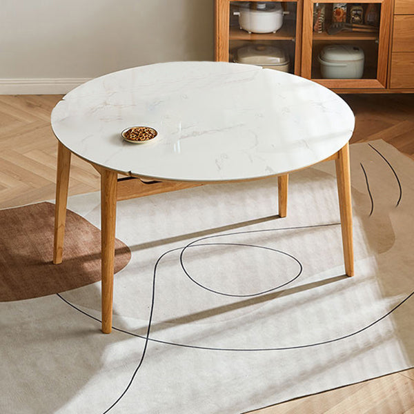 Stone Dining Table Round 4 Legs Dining Site Table, 51.18"x51.18"x29.9"