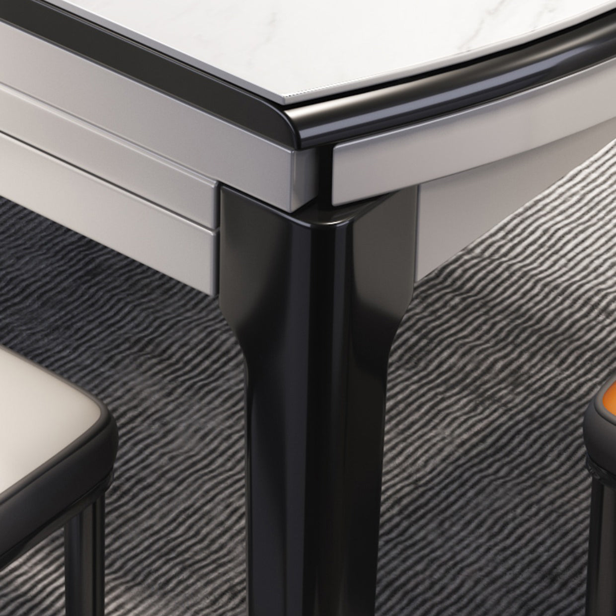 Round Drop-Leaf Dining Table Stone Dining Table with Solid Wood Legs