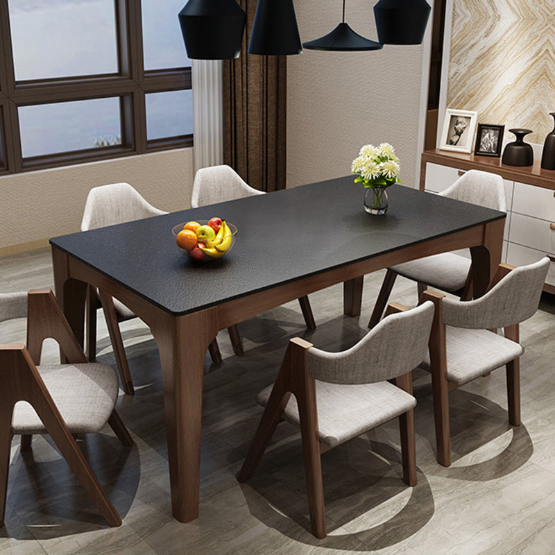 Rectangle Sintered Stone Dining Table Solid Wood Frame Dining Table