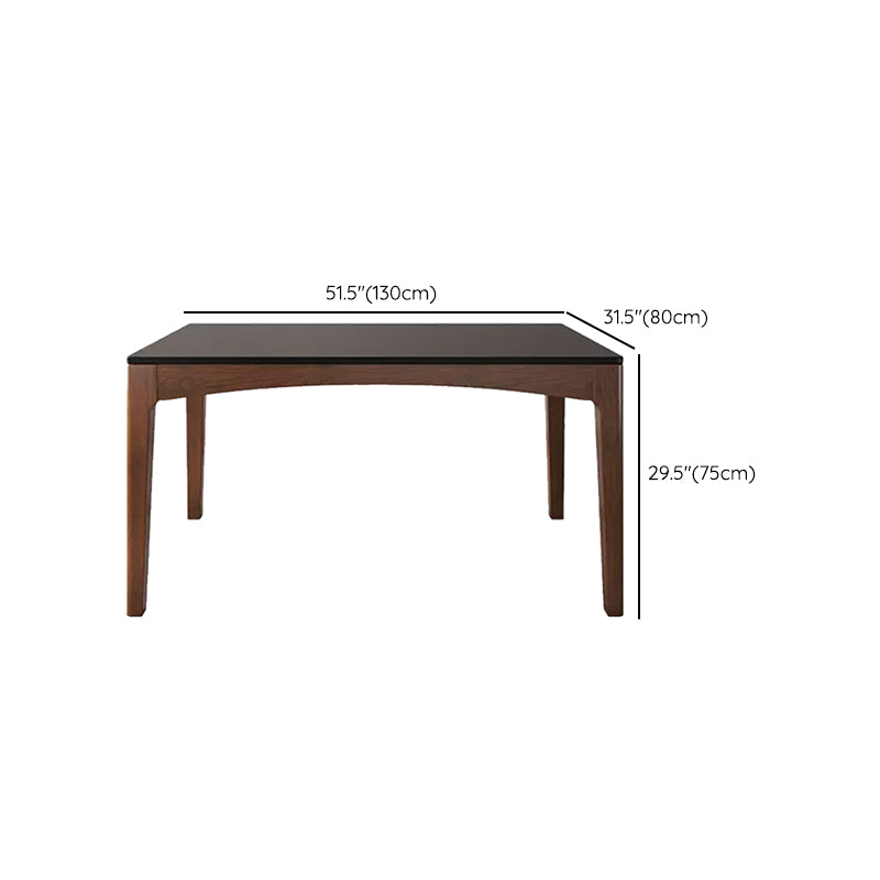 Rectangle Sintered Stone Dining Table Solid Wood Frame Dining Table