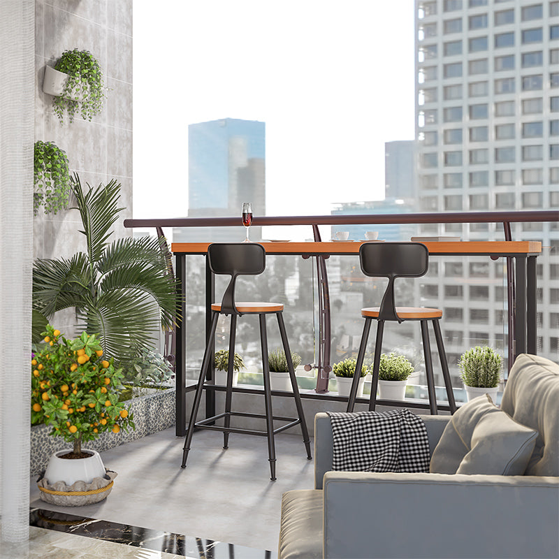 Solid Wood Bar Table Industrial Rectangle Bar Table with Black Legs