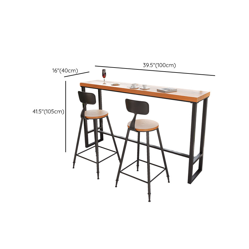 Solid Wood Bar Table Industrial Rectangle Bar Table with Black Legs
