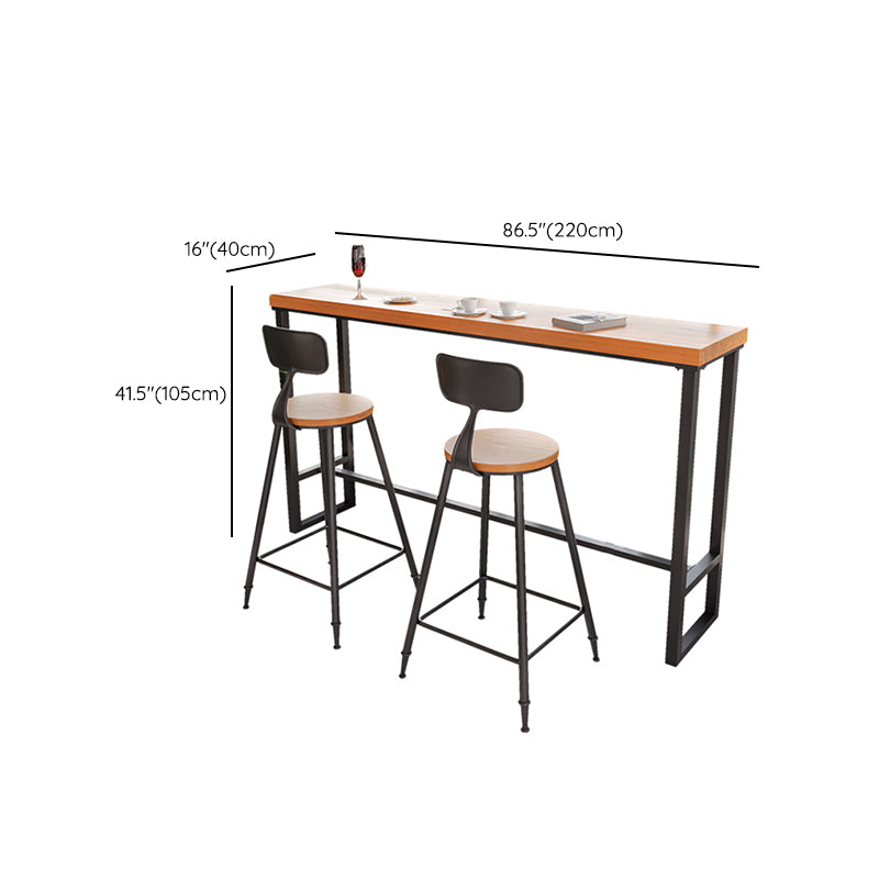 Solid Wood Bar Table Industrial Rectangle Bar Table with Black Legs