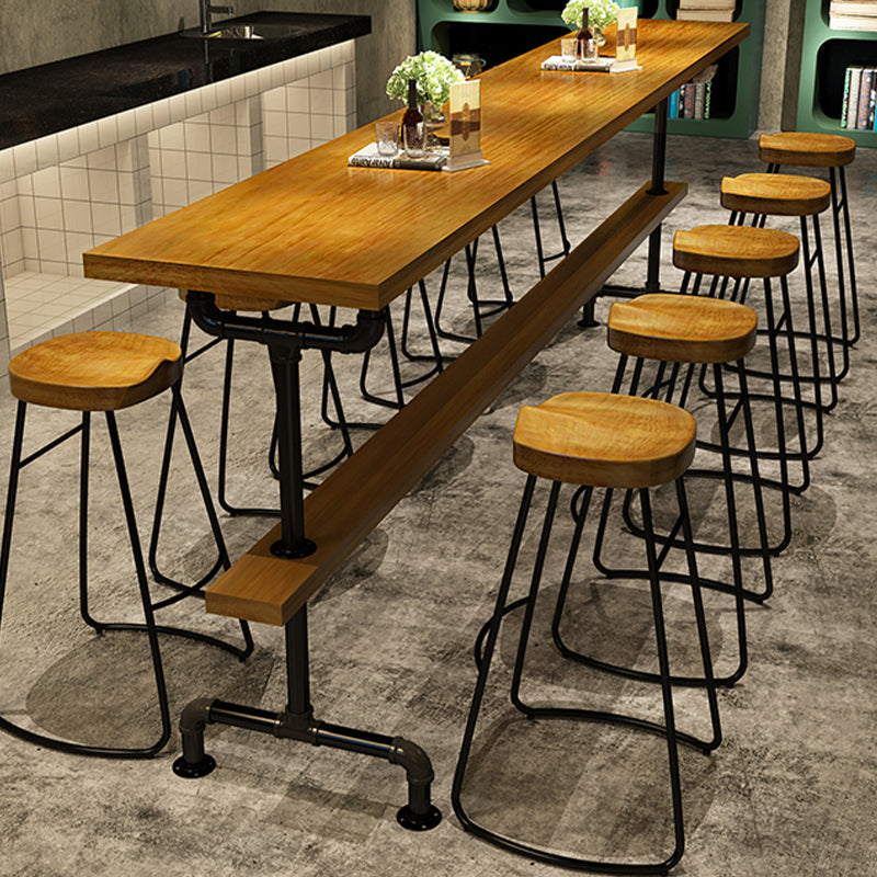 Industrial Bar Height Pub Table Iron Frame Counter Height Dining Table