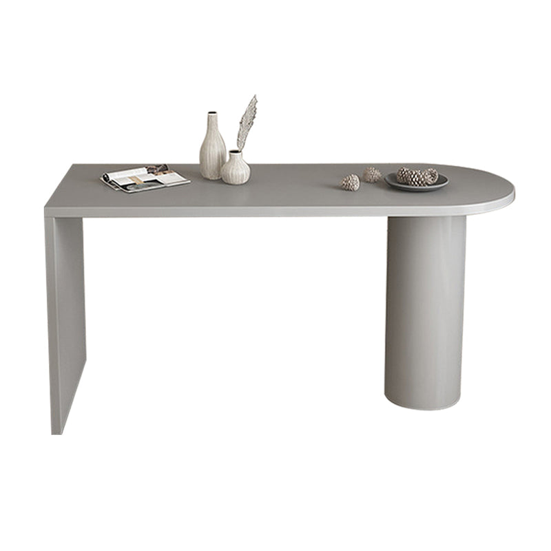 Faux Wood Bar Table Modern Double Pedestal Pub Table for Patio Use