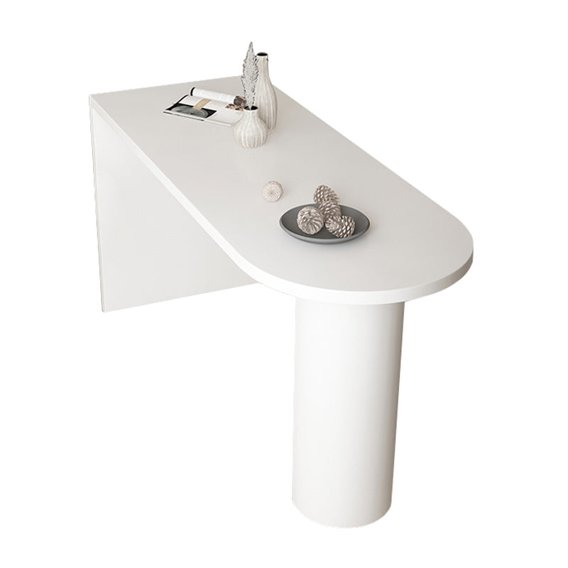 Faux Wood Bar Table Modern Double Pedestal Pub Table for Patio Use