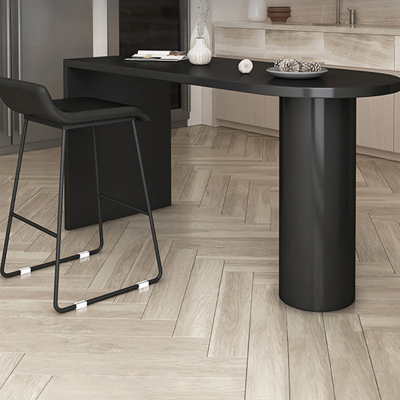 Faux Wood Bar Table Modern Double Pedestal Pub Table for Patio Use