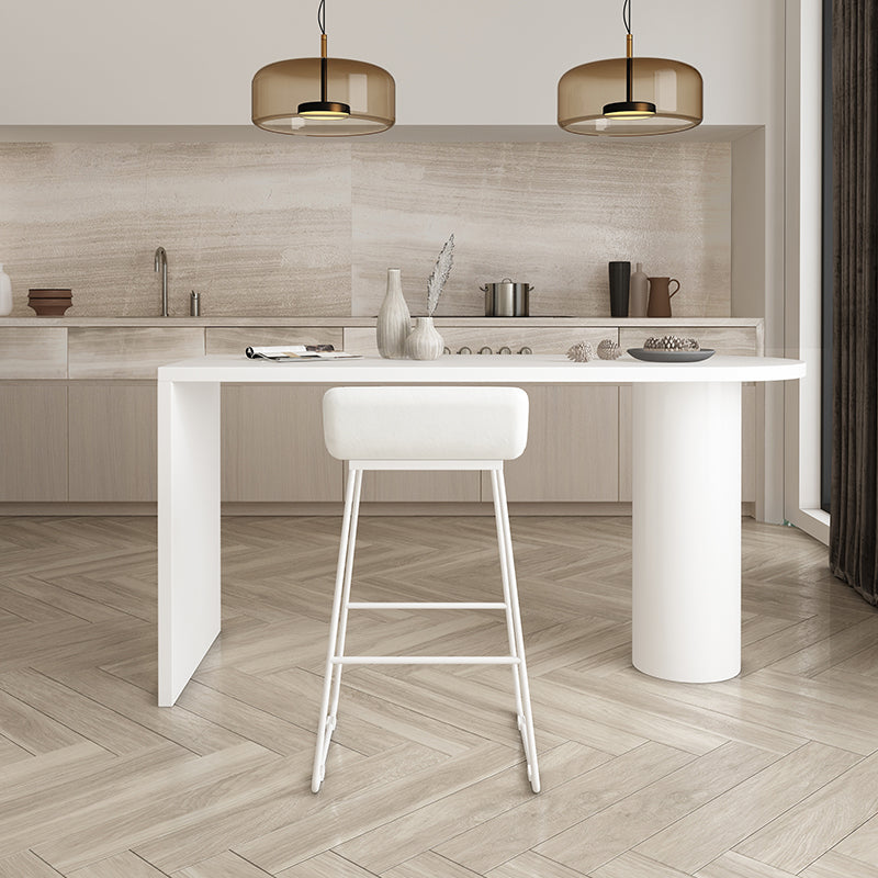 Faux Wood Bar Table Modern Double Pedestal Pub Table for Patio Use