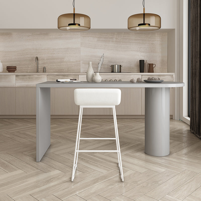 Faux Wood Bar Table Modern Double Pedestal Pub Table for Patio Use