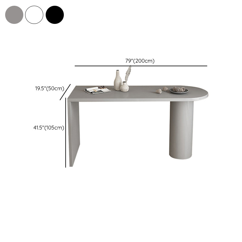 Faux Wood Bar Table Modern Double Pedestal Pub Table for Patio Use