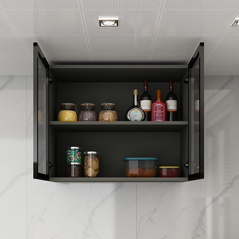 Modern Wall Mounted Display Stand Faux Wood Storage Cabinet for Dining Room