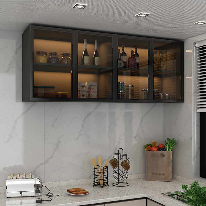 Modern Wall Mounted Display Stand Faux Wood Storage Cabinet for Dining Room