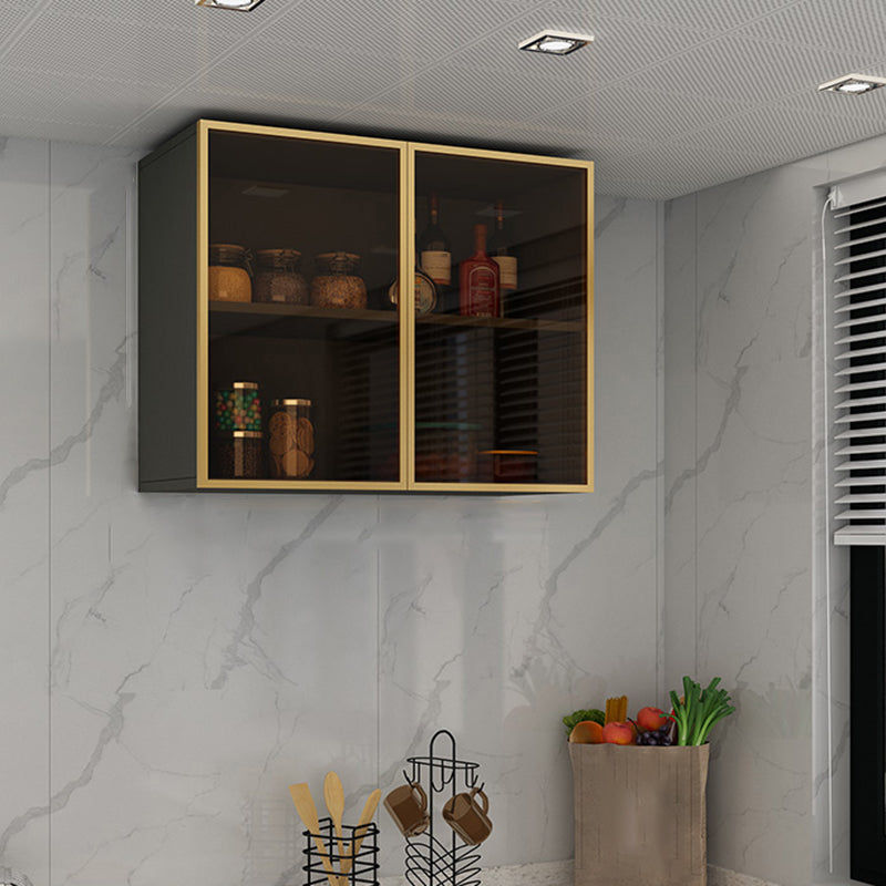 Modern Wall Mounted Display Stand Faux Wood Storage Cabinet for Dining Room