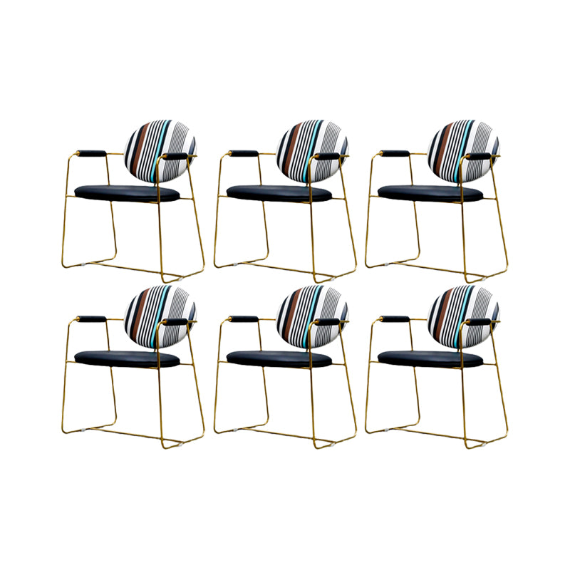 PU Leather Upholstered Dining Arm Chair Open Back Chair with Stainless Steel Frame