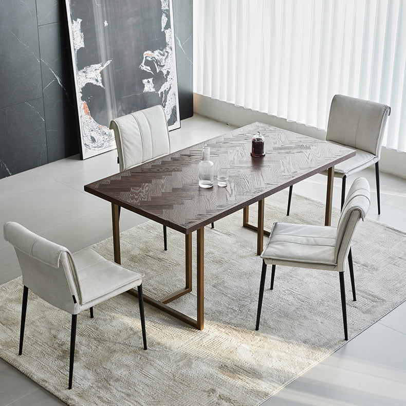 Indoor Leather Upholstered Dining Side Chair Metal Legs Dining Chair