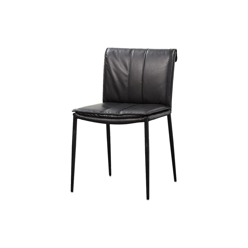 Indoor Leather Upholstered Dining Side Chair Metal Legs Dining Chair
